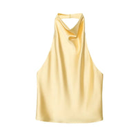 Satin Backless Halter Camisole Top