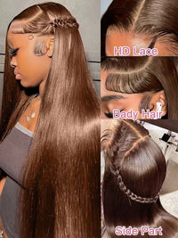 Chocolate Brown Straight HD Lace Wig – 13x4 & 13x6
