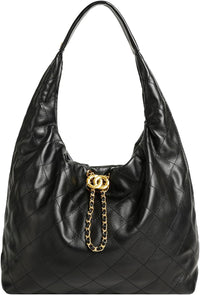 Quilted Vegan Leather Tote Handbag for Women, Soft Leather Slouchy Shoulder Bag