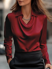 Vintage Satin Long Sleeve Silk Blouse