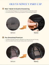 V-Part Jerry Curly Glueless Human Hair Wig