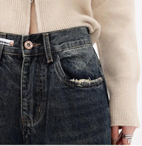 Harajuku Y2K Loose Jeans Women'S Streetwear Retro Fashion High Waisted Pants High Street Loose Wide Leg Denim Pants Women