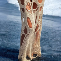Lace-Up Halter Backless Crochet Maxi Cover-Up Dress