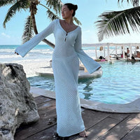 Sexy Hollow-Out Knit Crochet Bikini Cover-Up Maxi Dress