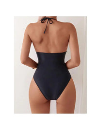 Mesh Patchwork OnePiece Swimsuit Backless Bikini Nylon Material with Chest Pad No Steel Support  Style Backless Bikini