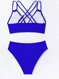 Double Strap Cross-Back Hollow Bikini Set
