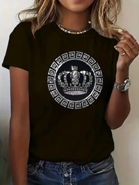 Luxury Crown Medallion Graphic Tee – White