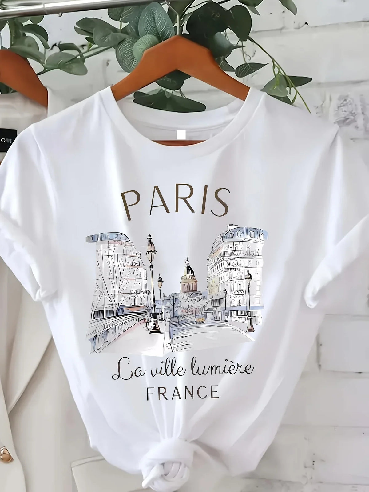 Paris Print Short Sleeve Crew Neck Tee