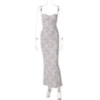 Lace Trim Backless Halter Maxi Dress