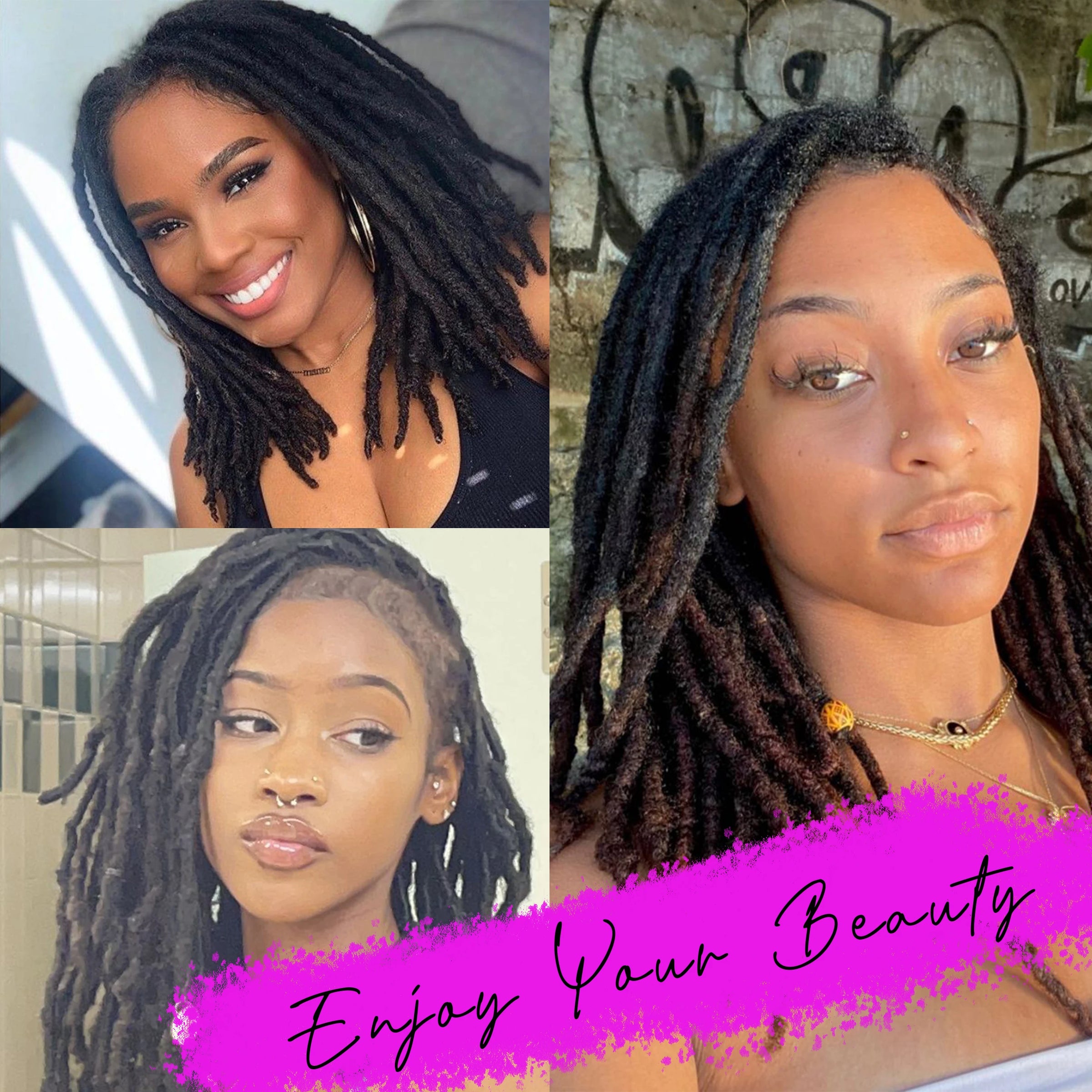 Human Hair Dreadlock Extensions – 1B Red