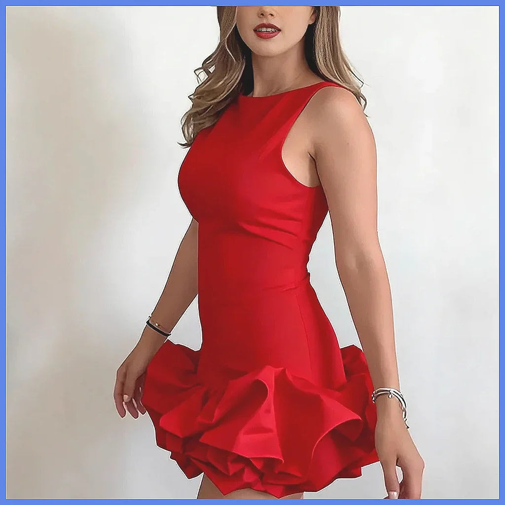 3D Floral Patchwork Backless Sleeveless Mini Dress