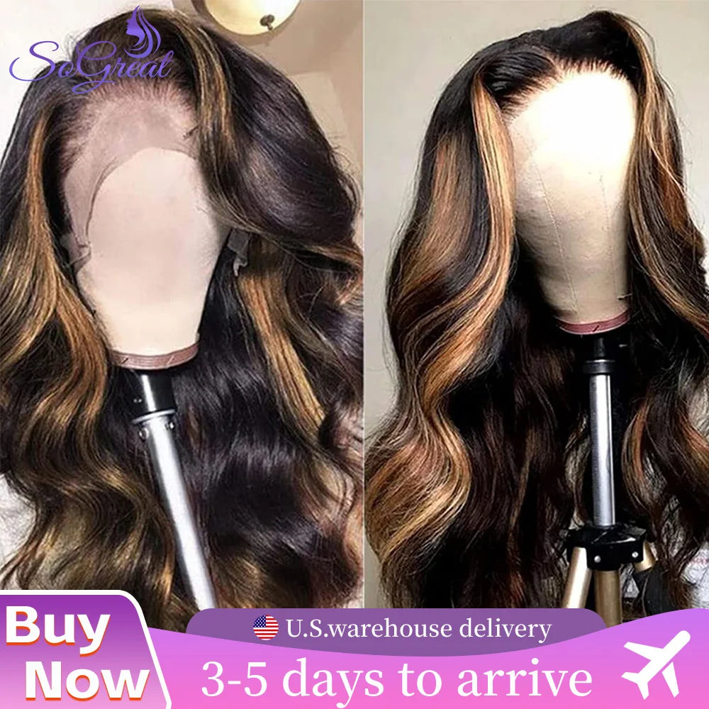 4/27 Highlight Body Wave Human Hair Wig