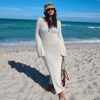 Sexy Hollow-Out Knit Crochet Bikini Cover-Up Maxi Dress