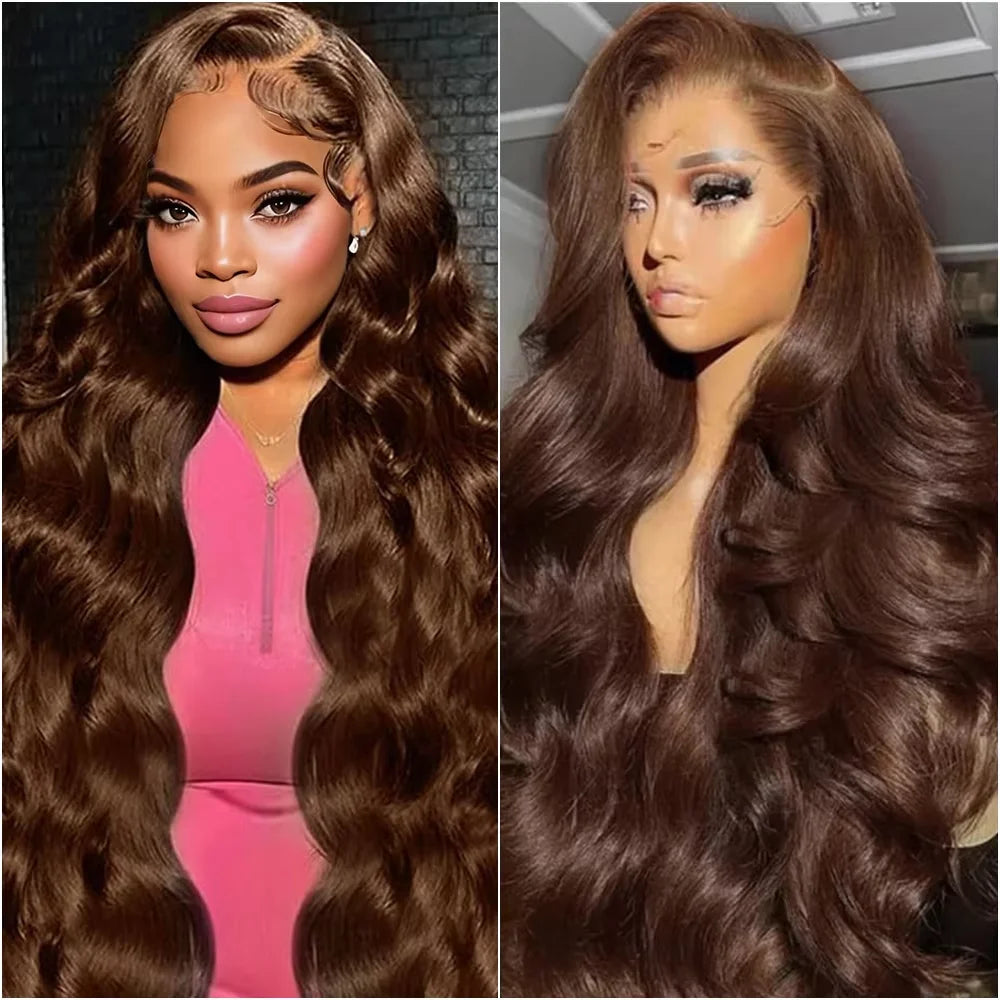 Chocolate Brown Body Wave HD Lace Front Human Hair Wig