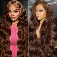 Chocolate Brown Body Wave HD Lace Front Human Hair Wig