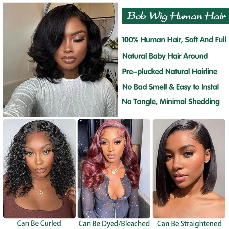 Body Wave Bob Wig – Natural Black 13x4 & 13x6 | Short Lengths