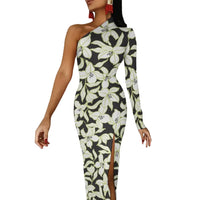One-Shoulder Floral Print Bodycon Maxi Dress