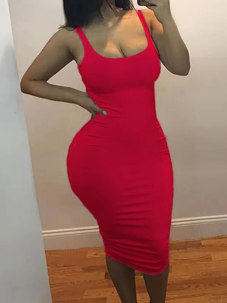Sleeveless Solid Mini Tank Dress