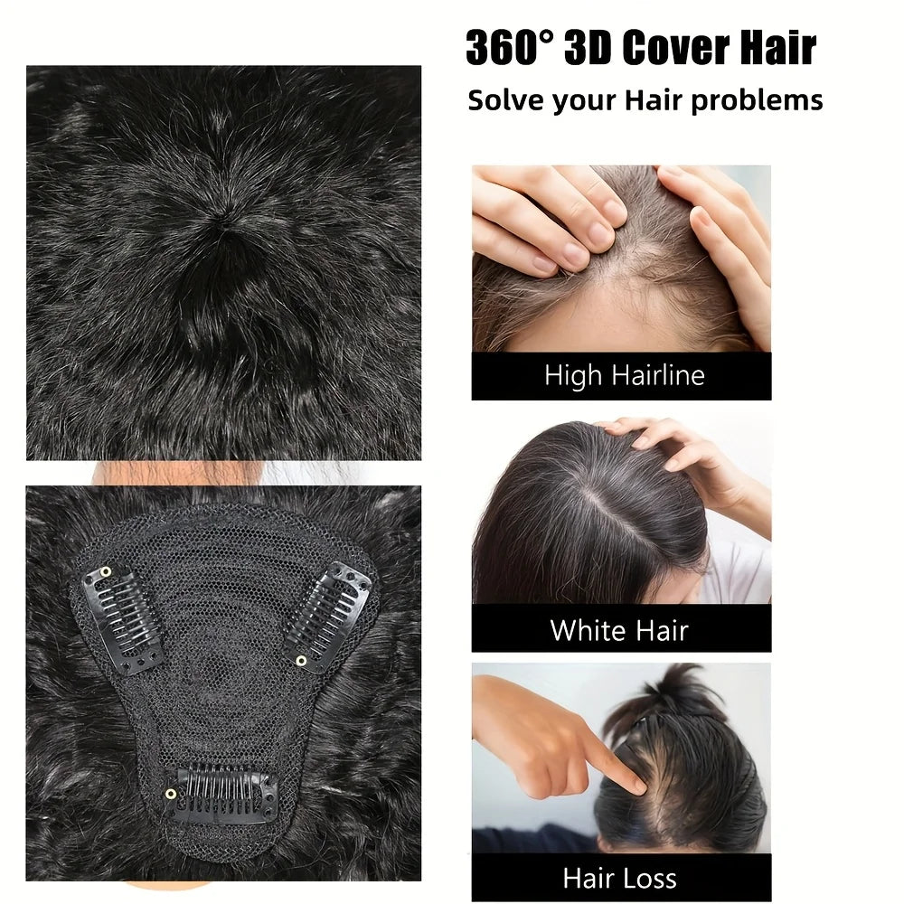 Kinky Straight Hair Topper with Bangs