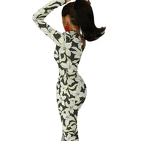 One-Shoulder Floral Print Bodycon Maxi Dress