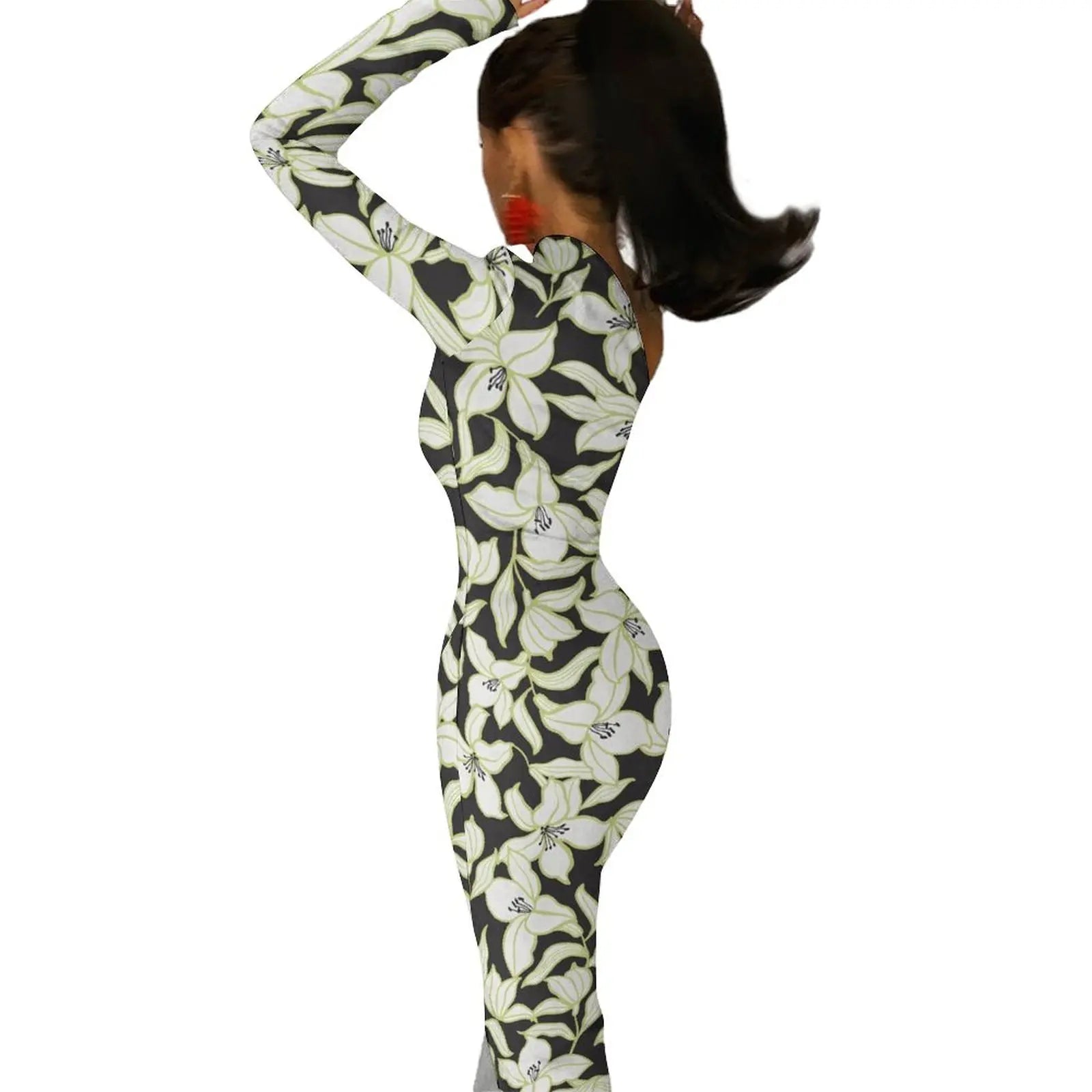 One-Shoulder Floral Print Bodycon Maxi Dress