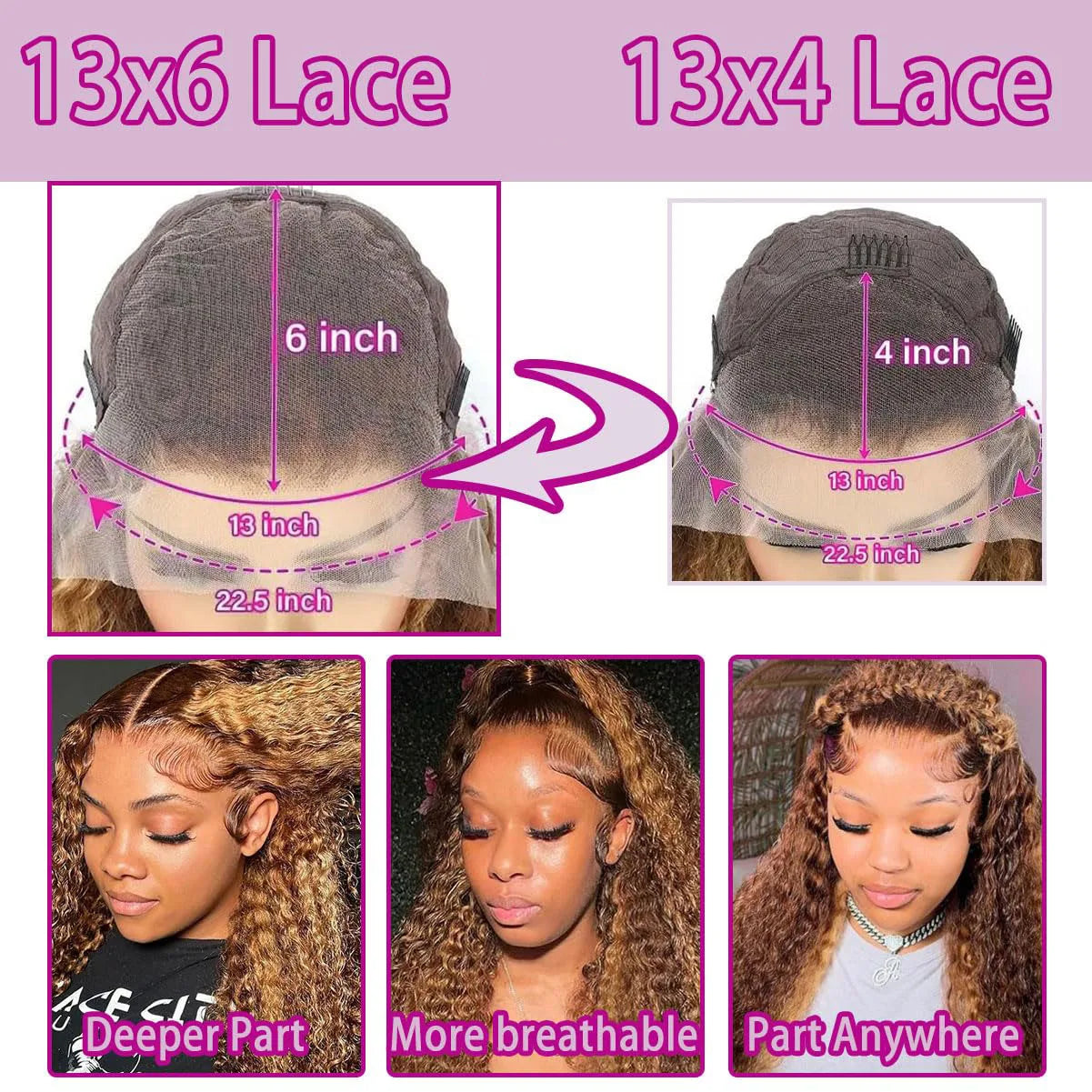 P4/27 Highlight Deep Wave HD Transparent Lace Frontal Wig