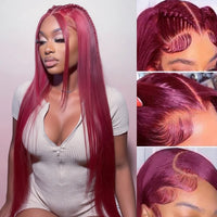 99J Burgundy Straight HD Lace Wig – 13x4 & 13x6