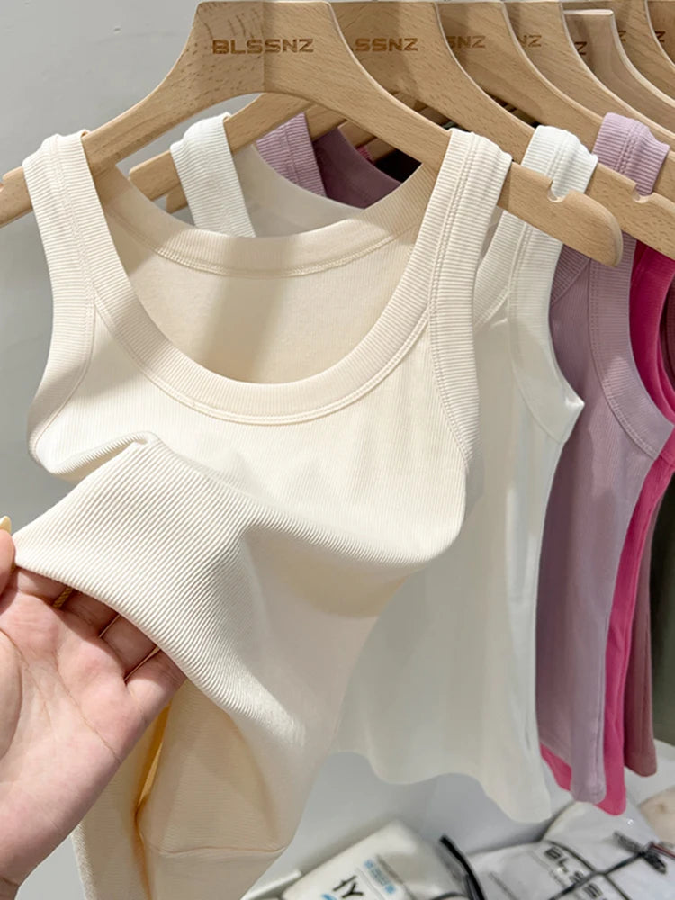 Ribbed Round Neck Tank Top