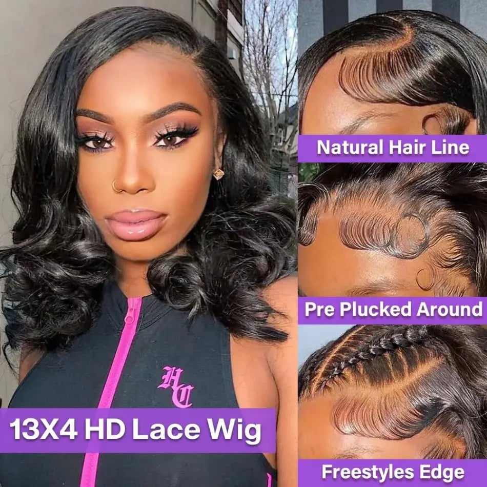 Body Wave Short Bob Wig – HD Lace Frontal & Closure