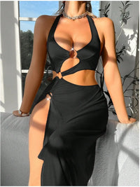 Backless Slit Maxi Bikini Cover-Up Dress