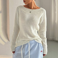 Head Sloping Exposed Shoulder Women'S Autumnwinter Knit Casual