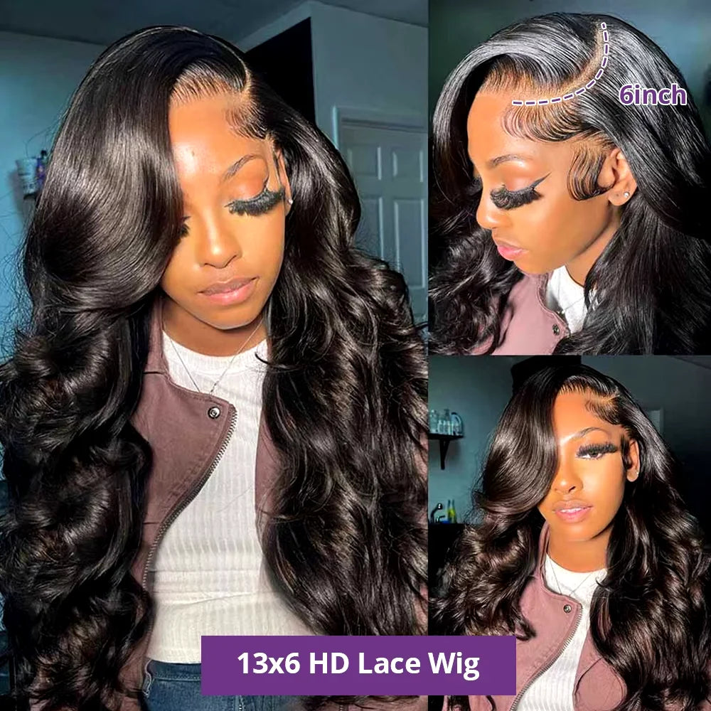 Natural Black Body Wave HD Lace Wig – 5x5 | 13x4 | 13x6 | 150% & 180% Density