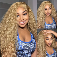 Honey Blonde #27 Deep Wave & Curly HD Lace Wig – 13x4 & 13x6 | 180% & 200% Density