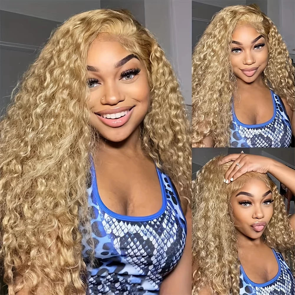 Honey Blonde #27 Deep Wave & Curly HD Lace Wig – 13x4 & 13x6 | 180% & 200% Density