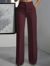 High Waist Draped Straight-Cut Trousers