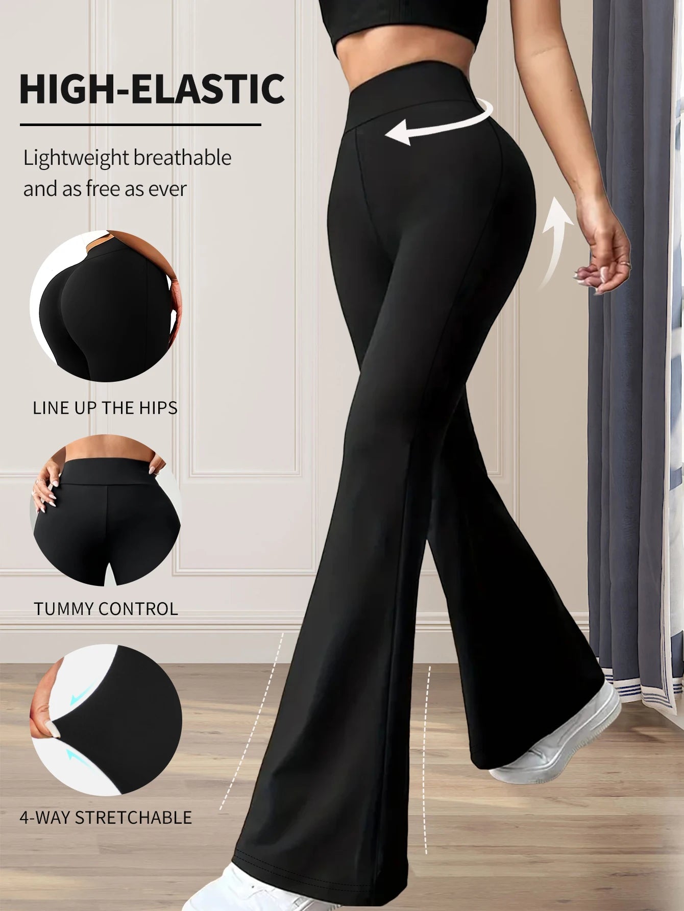High Waist Slim Flare Trousers