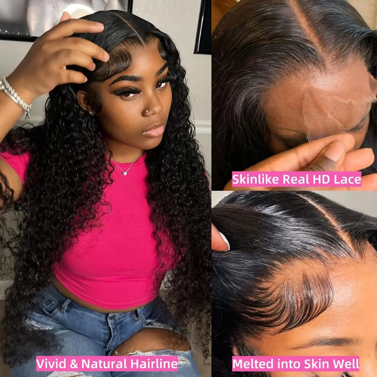 Deep Wave Glueless HD Lace Wig – 4x4 & 5x5 Closure