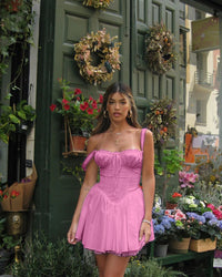 Elegant Women Summer Lace Floral Patchwork Corset Mini Dress Sleeveless Square Neck Tie-Up Short Tank A-Line Flowy Party Dress