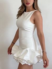 3D Floral Patchwork Backless Sleeveless Mini Dress