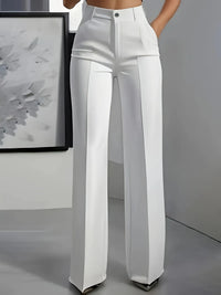 High Waist Draped Straight-Cut Trousers
