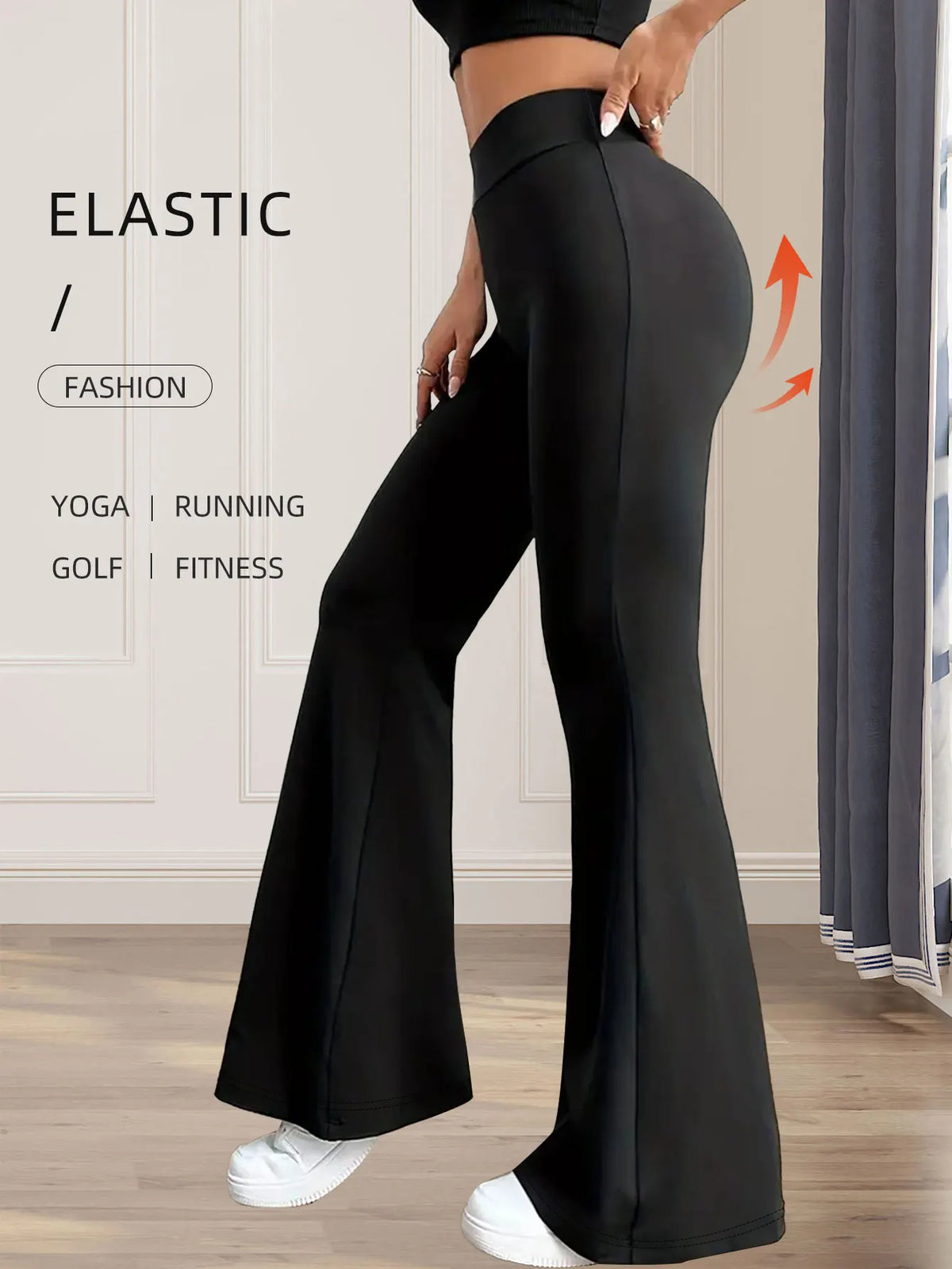 High Waist Slim Flare Trousers