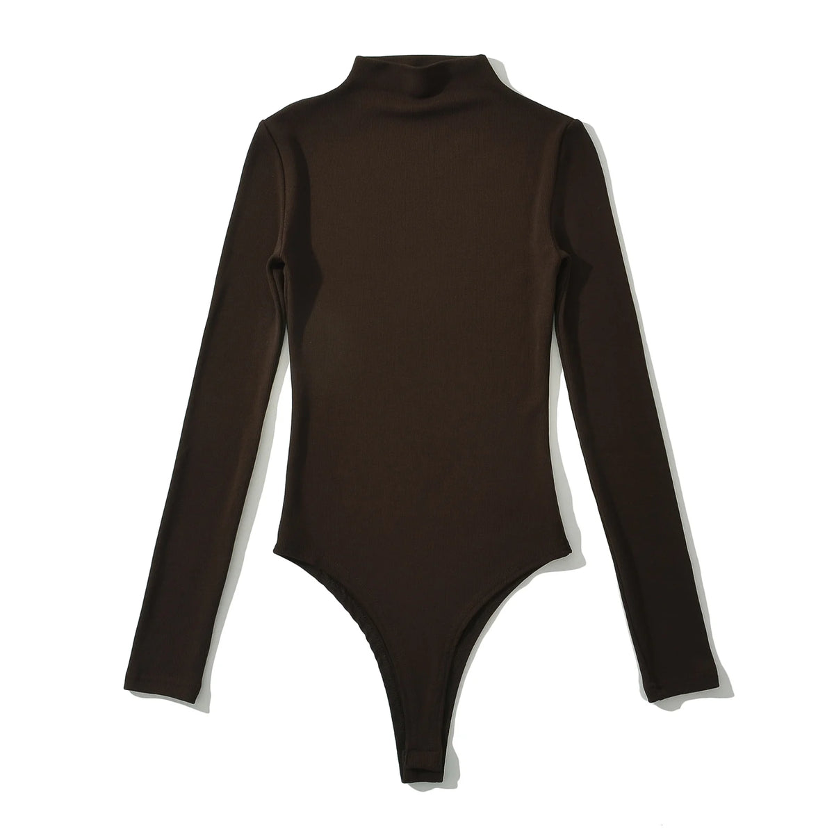 Stand Collar Ribbed Long Sleeve Bodycon Romper