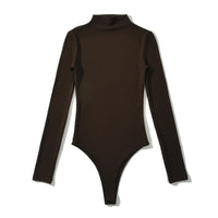 Stand Collar Ribbed Long Sleeve Bodycon Romper