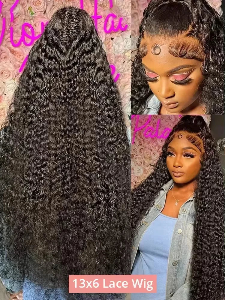 Natural Black Curly & Wave HD Lace Wig – 13x4 & 13x6 | 180% & 200% Density | 16–40 Inches