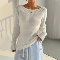 Head Sloping Exposed Shoulder Women'S Autumnwinter Knit Casual
