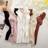 2025 Sexy Basic Lace Camisole Summer Knit Tank Top Women V Neck Camisole Female Camis High Elasticity Top Casual Tank Tops
