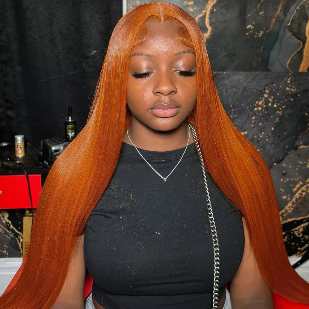 Ginger Orange Straight HD Lace Wig – 13x4 & 13x6 | 180–200 Density