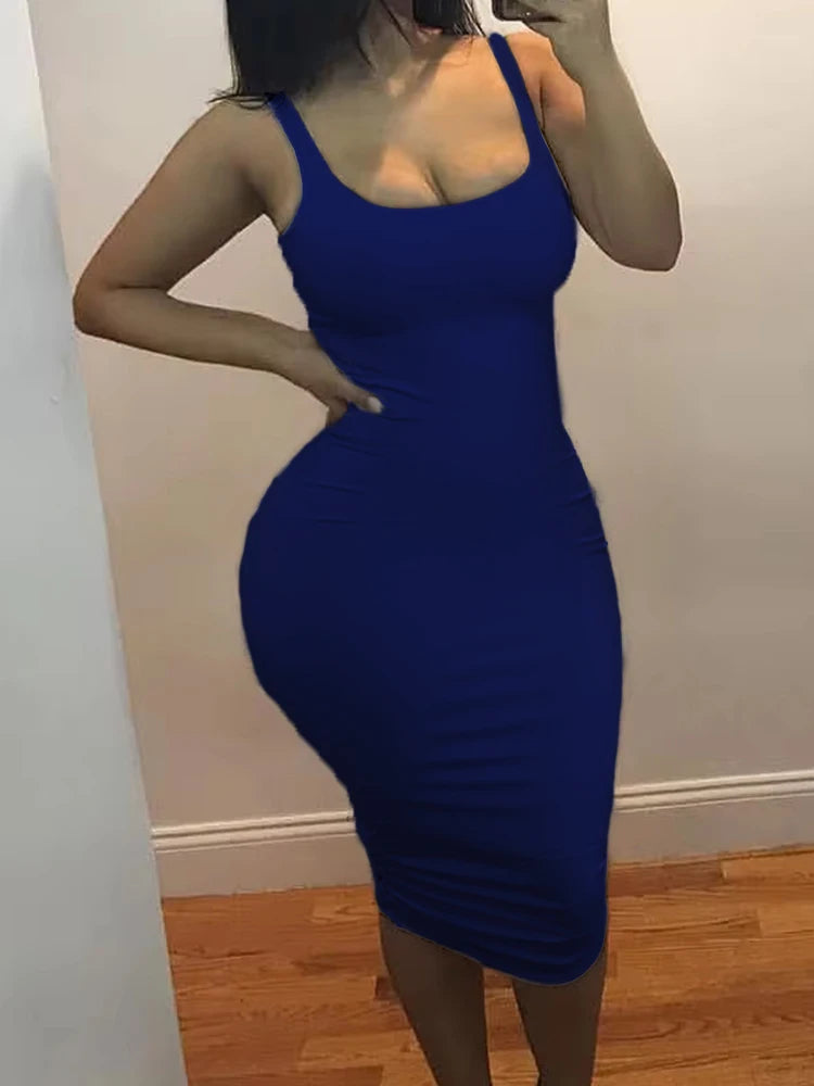 Sleeveless Solid Mini Tank Dress