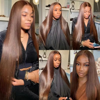 Chocolate Brown Bone Straight 13x6 HD Lace Frontal Wig – 200 Density Human Hair