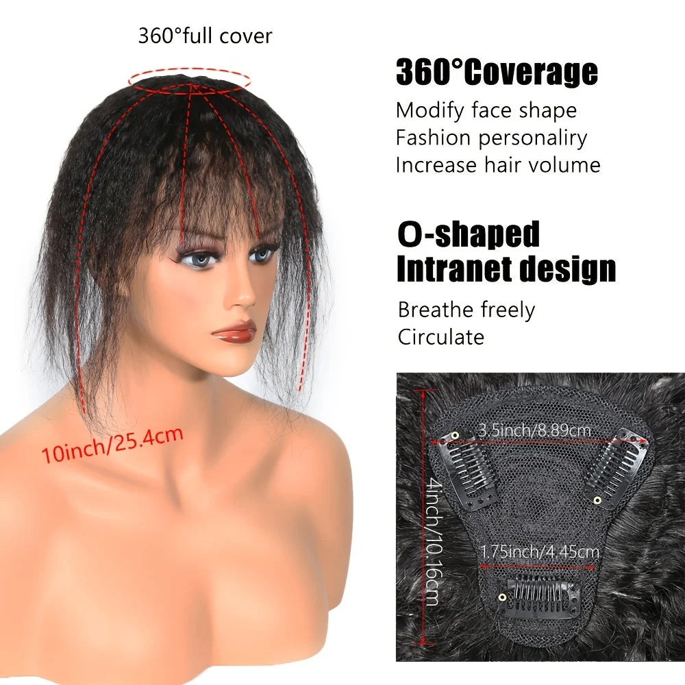Kinky Straight Hair Topper with Bangs